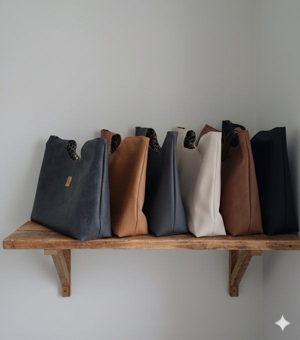 GRAND SAC SIMILI GRIS FONCÉ