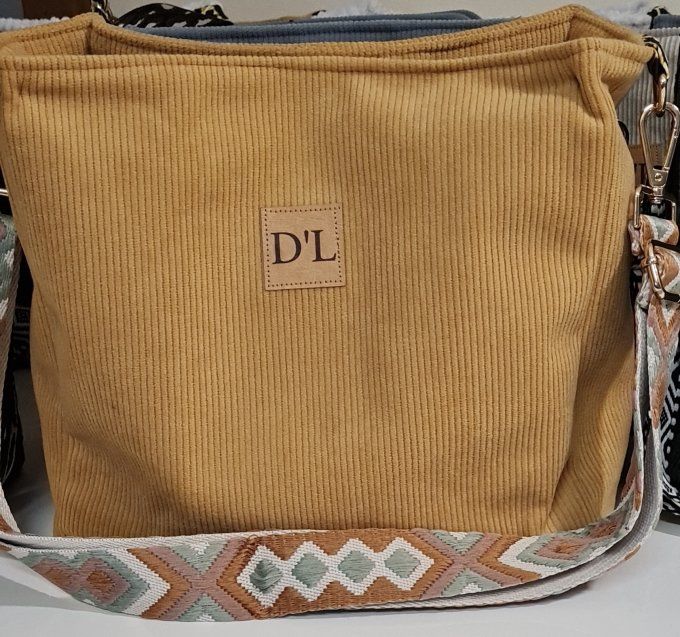 SAC VELOURS MOUTARDE/CAMEL