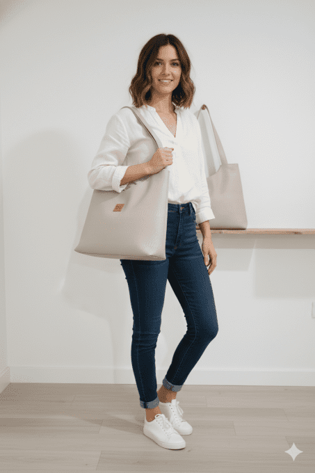 grand sac simili blanc cassé/ écru